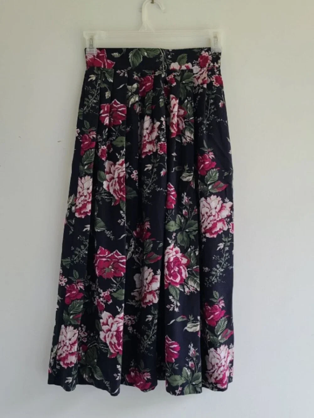 Vintage 80s Floral Midi Skirt 10 Waist 26